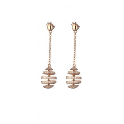 orecchini ovetto spirali pietre bianche argento rosé