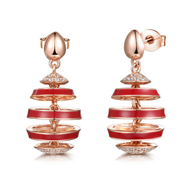 orecchini spirale smalto rosso Nine