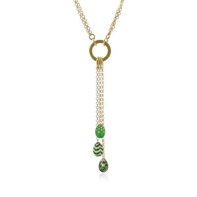 collana con tre ovetti colorati gold