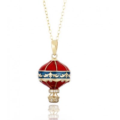 Pendente Mongolfiera 22 mm con Catena 65 cm | Gioiello.22 mm Hot Air Balloon Pendant with 65 cm Chain | Jewelry