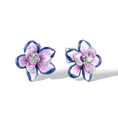 Orecchini Fiore Argento 925‰ | Gioiello Elegante.Silver 925‰ Flower Earrings | Elegant Jewelry