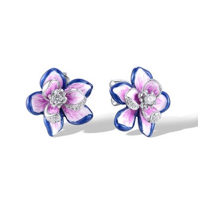Orecchini Fiore Argento 925‰ | Gioiello Elegante.Silver 925‰ Flower Earrings | Elegant Jewelry