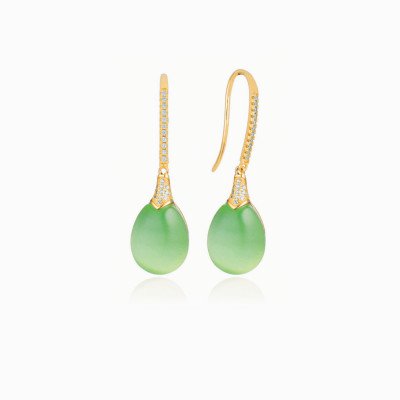 orecchini cat eye verdi gold lisci