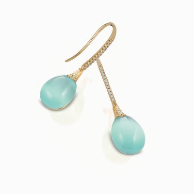 orecchini cat eye azzurri gold lisci