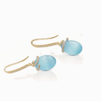 orecchini cat eye azzurri gold ghirigoro