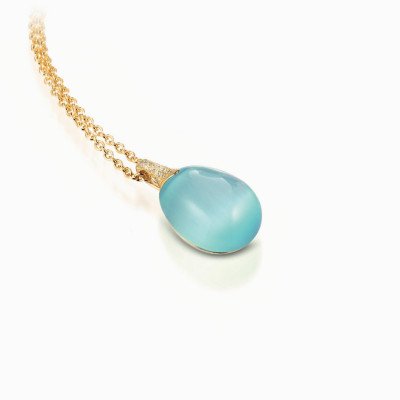 ciondolo cat eye azzurro gold liscio