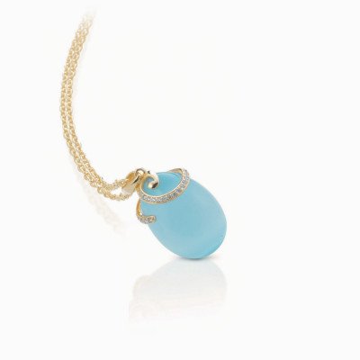 ciondolo cat eye azzurro gold ghirigoro