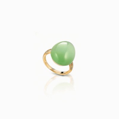 anello cat eye verde gold liscio