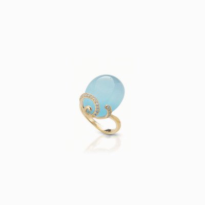 anello cat eye azzurro gold ghirigoro