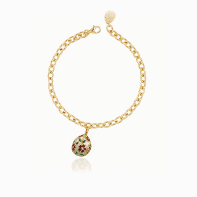 bracciale con ovetto fiore rosso gold tamara