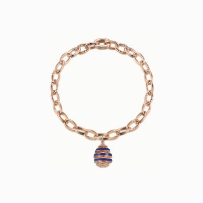 bracciale con ovetto  smalto blu argento rosé