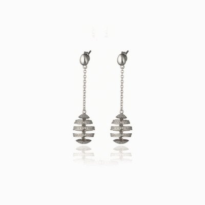 orecchini ovetto spirali pietre bianche argento silver