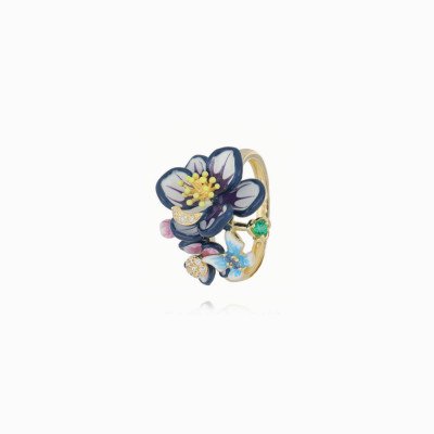 anello doppio fiore e farfalla gold Helena