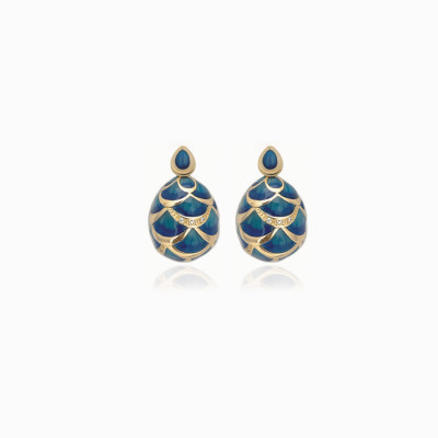 orecchini ovetto blu gold Tamara