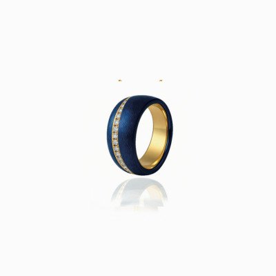 anello a fascia bombato blu gold Romanov