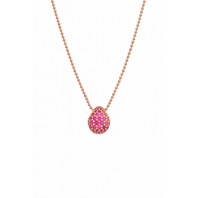Ciondolo ovetto piccolo pietre rosa  argento placcato oro