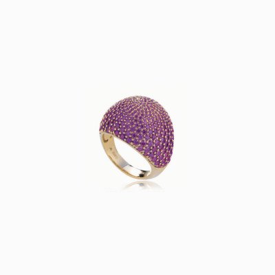 Anello  pavé pietre di rosa argento placcato oro Tatiana