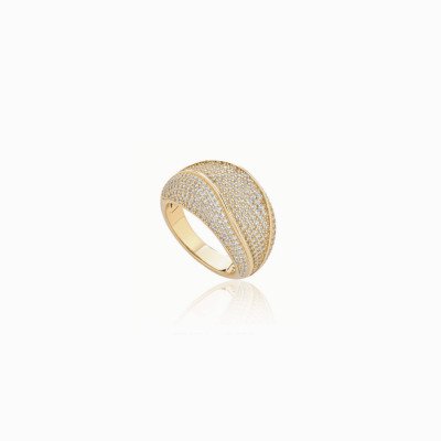 Anello onda orizzontale argento placcato oro Tatiana